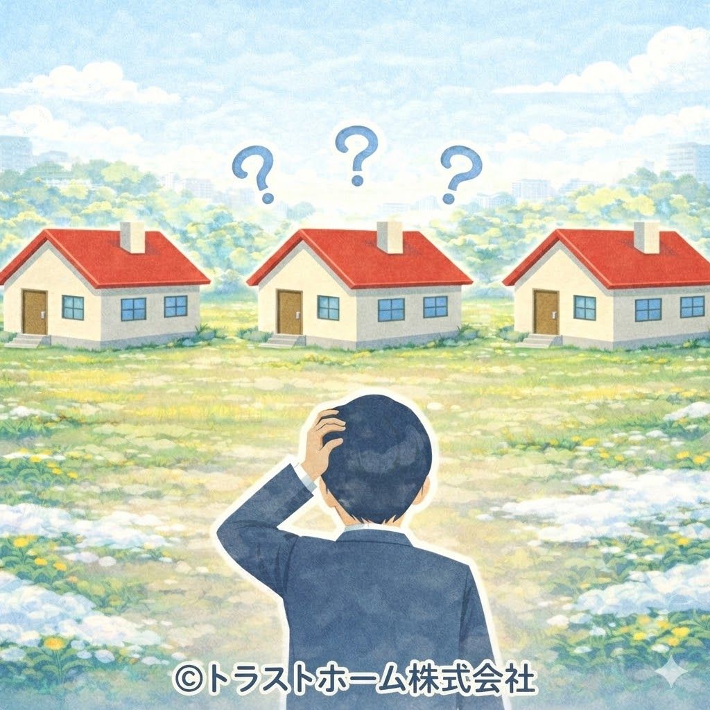 春に似た物件が並び選ばれにくい状況のイメージ