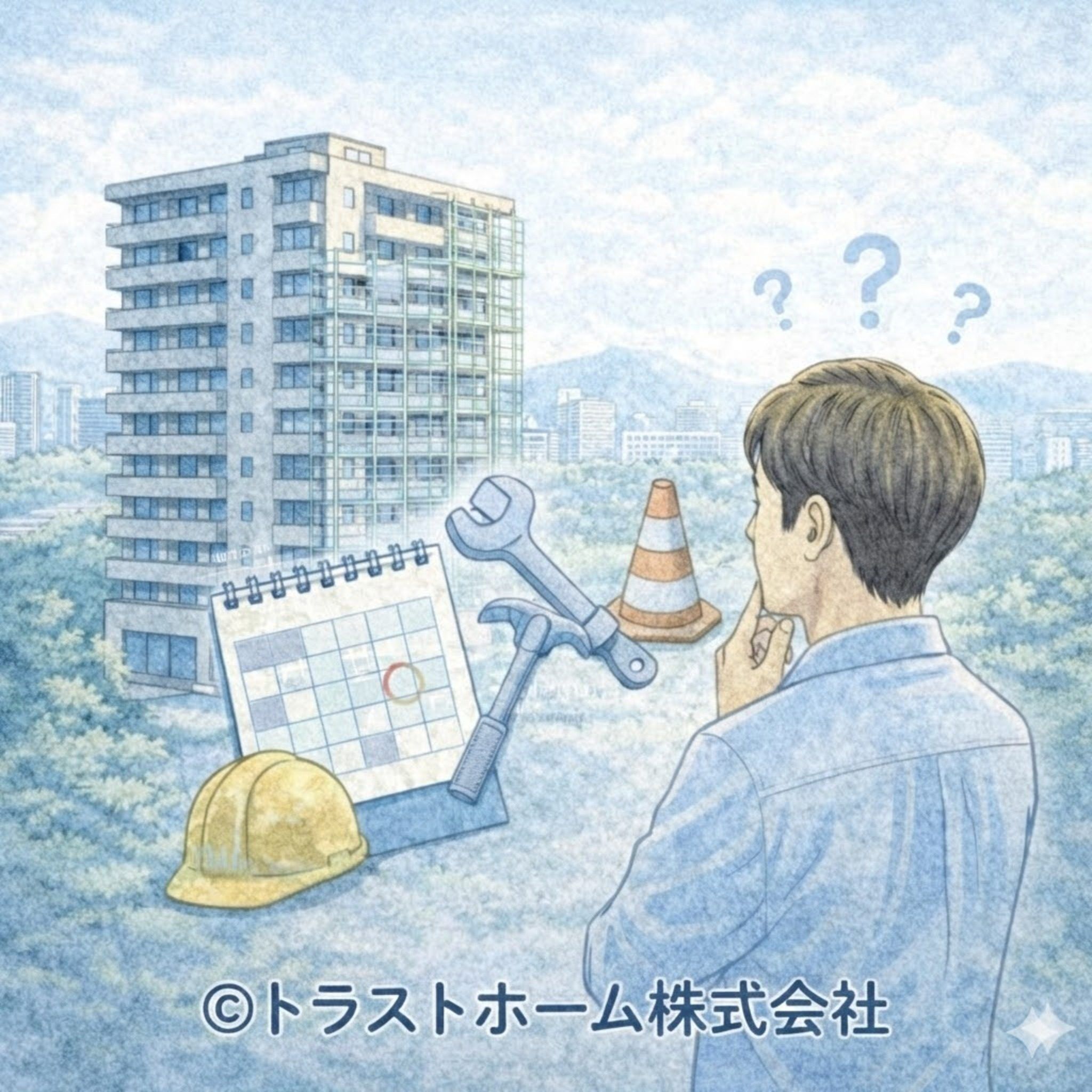 大規模修繕工事が始まる前の中古マンションを売却する際の見られ方を表したイメージ