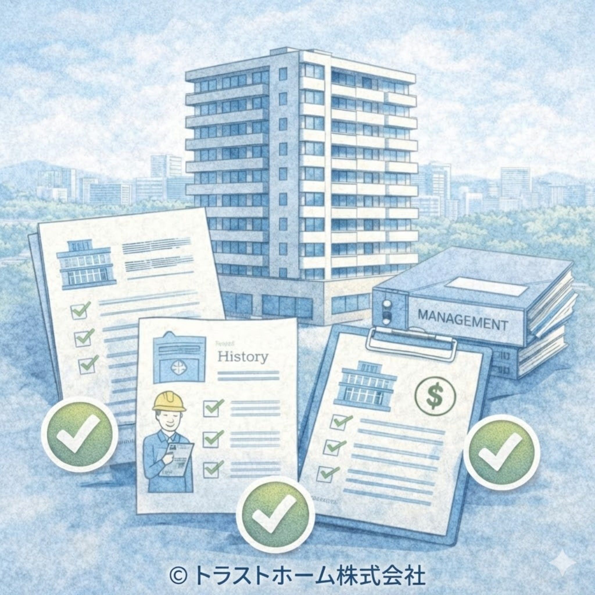 大規模修繕の前後よりも修繕内容や管理情報の説明が評価に影響することを示したイメージ