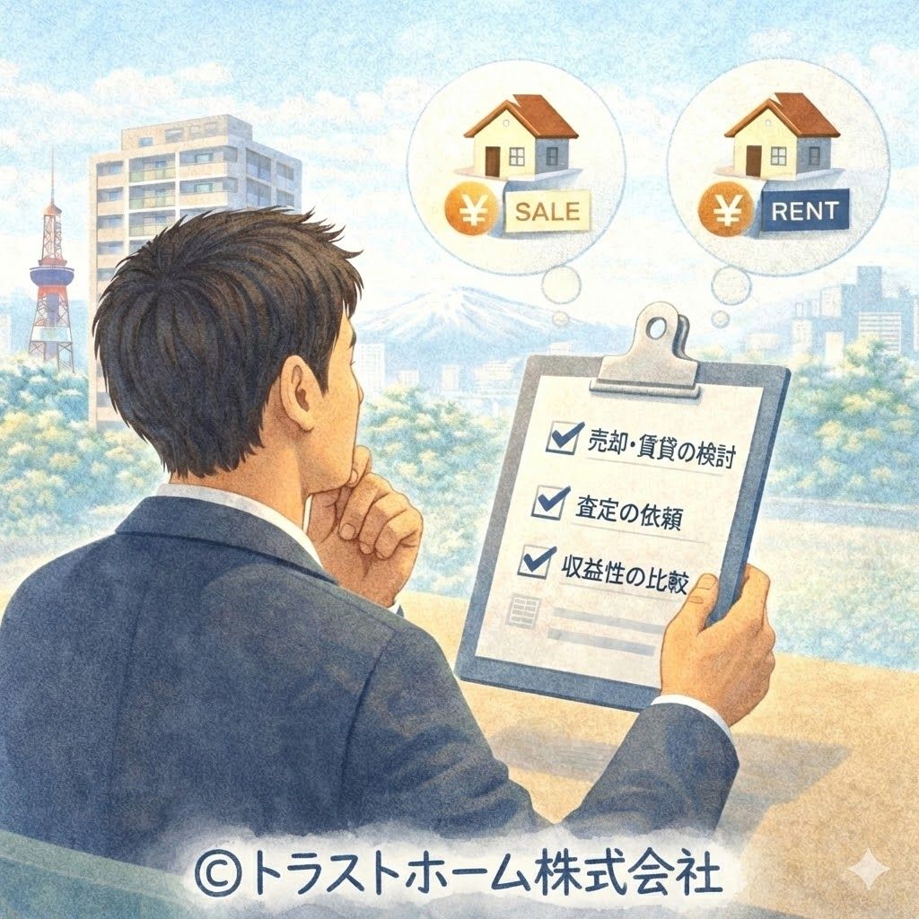 管理費や修繕積立金を踏まえて売却や賃貸の判断を整理している様子のイメージ