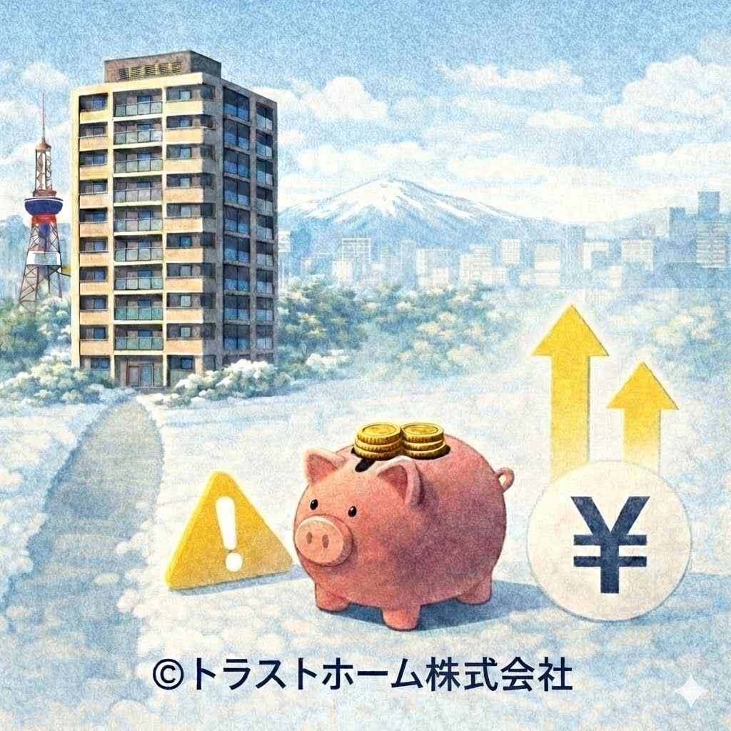 修繕積立金不足や将来の値上げリスクに注意が必要な中古マンションのイメージ