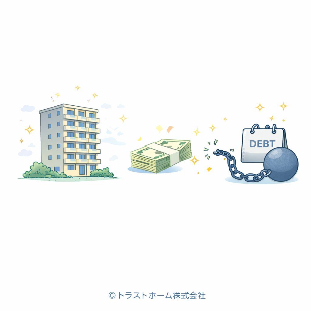 中古マンションを売却する場合のメリットとデメリットを整理したイメージ