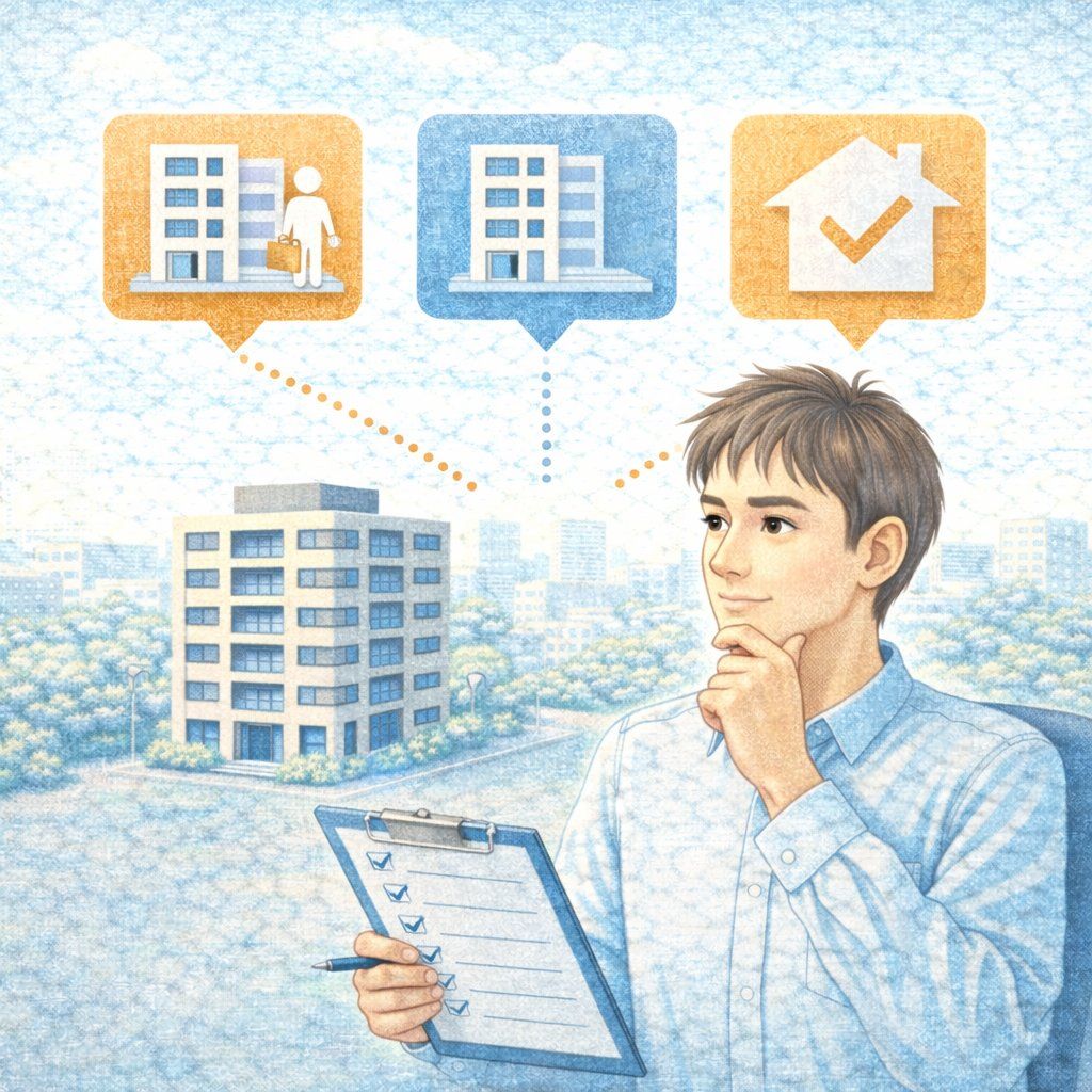 賃貸中のまま売るか空室にするかを整理して判断している様子のイメージ