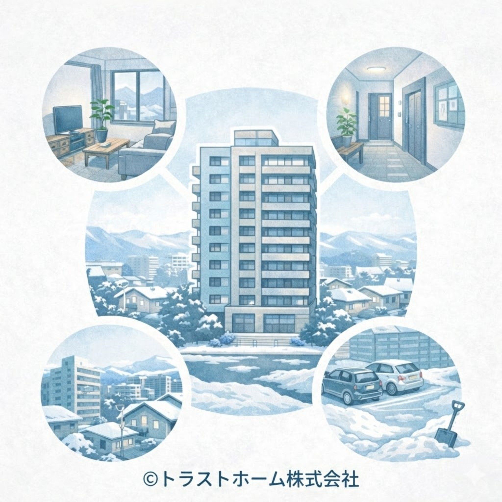 室内だけでなく共用部や周辺環境を含めて内覧時に評価されていることを示したイメージ