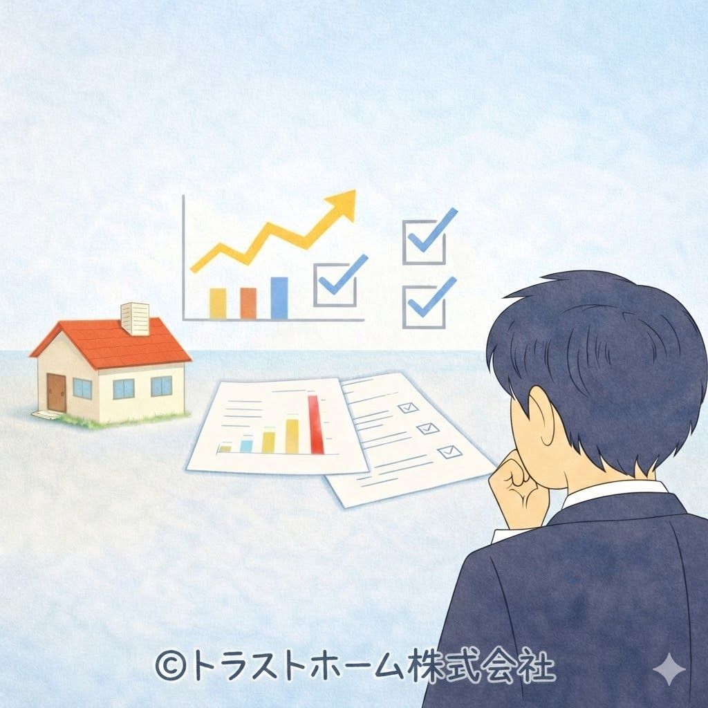札幌でデータを基に売却価格を判断しているイメージ