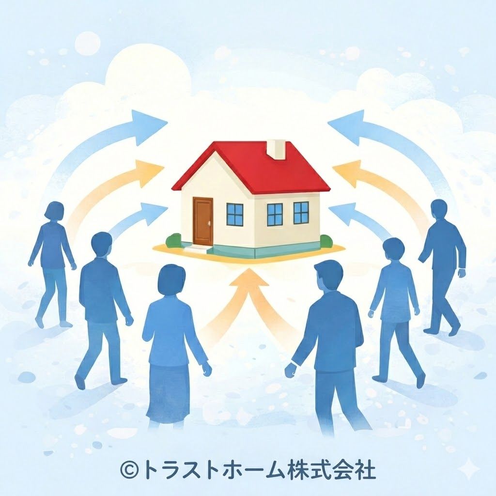 引越しシーズンに購入希望者が増える様子を示した図解