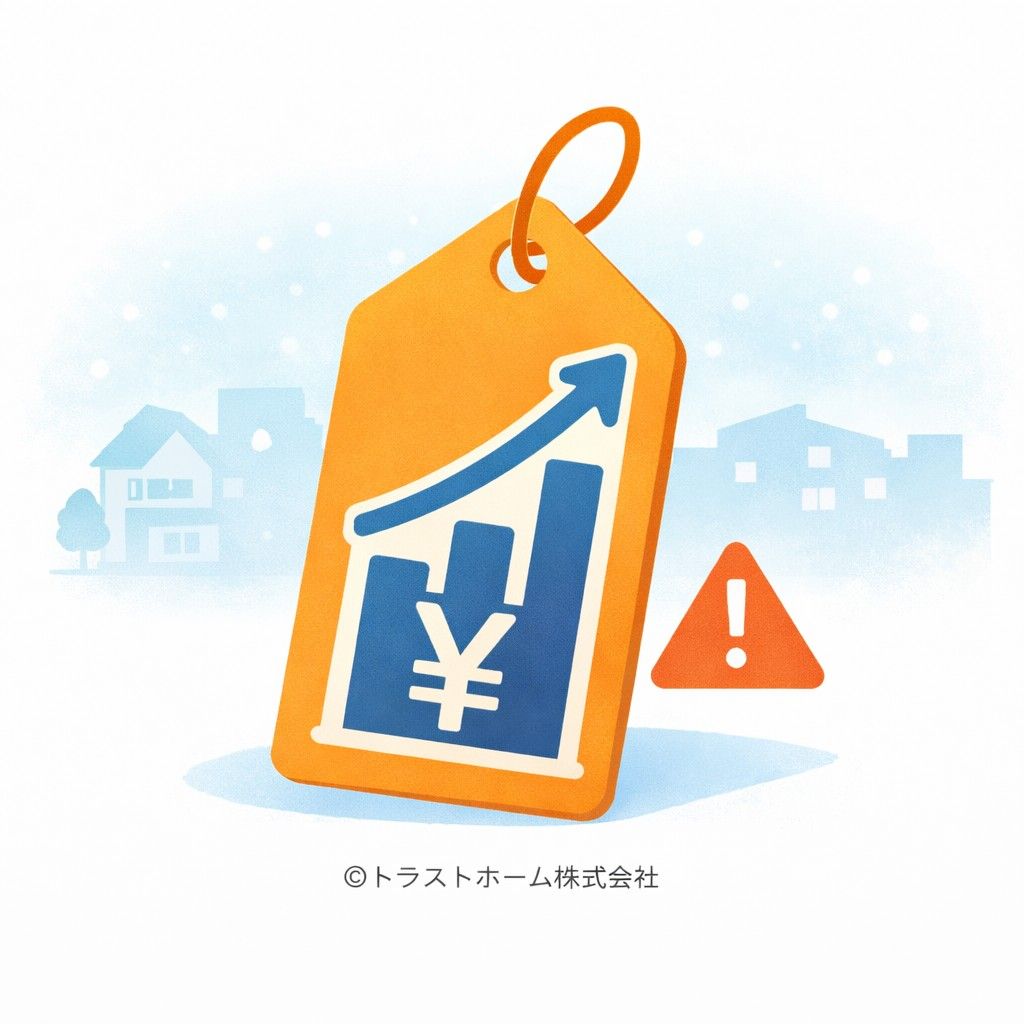 不動産査定額が高すぎる場合のリスクを示すイラスト