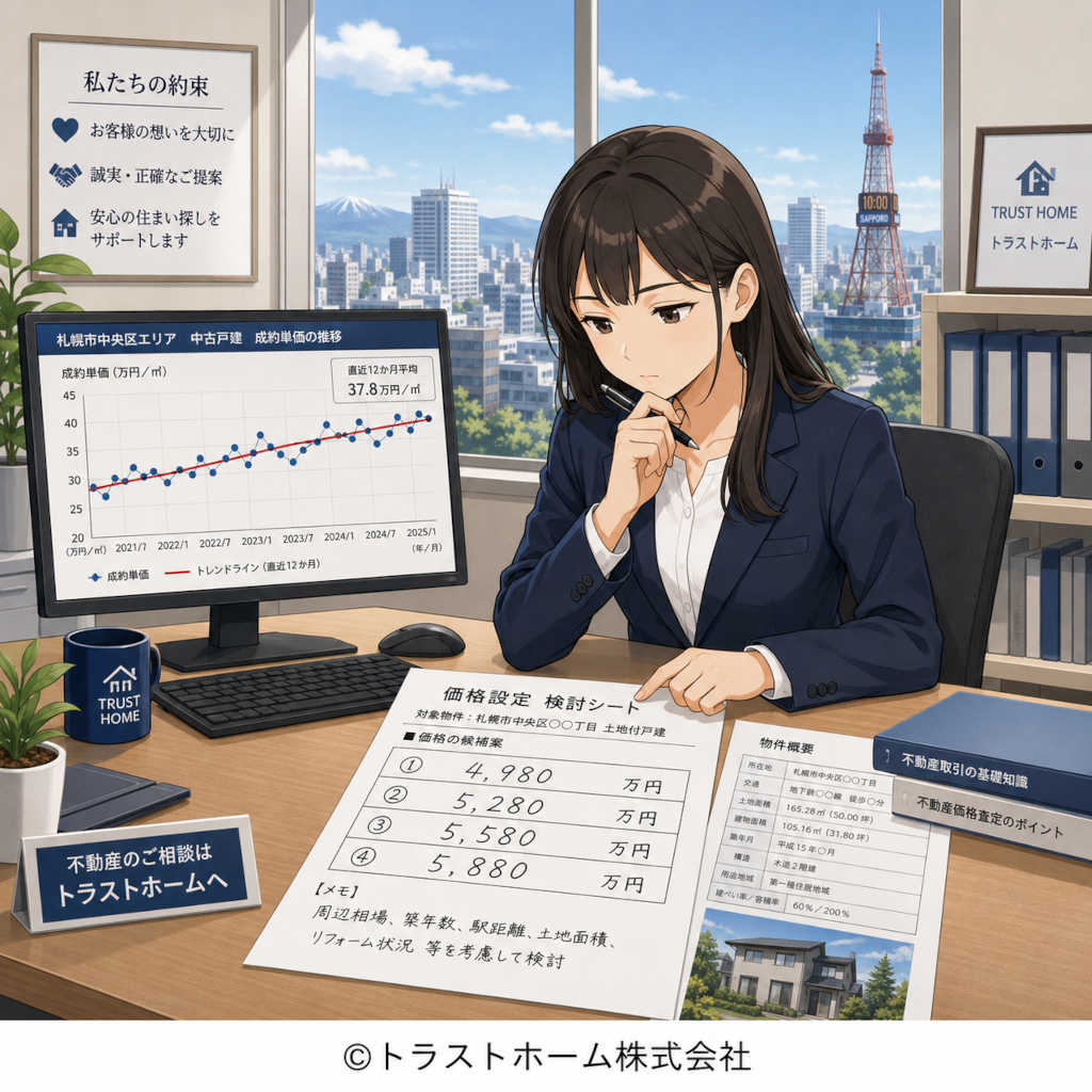 不動産の価格設定を検討する様子