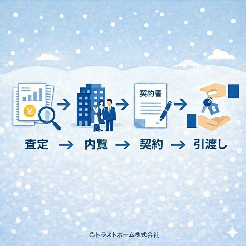 中古マンション売却の流れ（査定・内覧・契約・引渡し）
