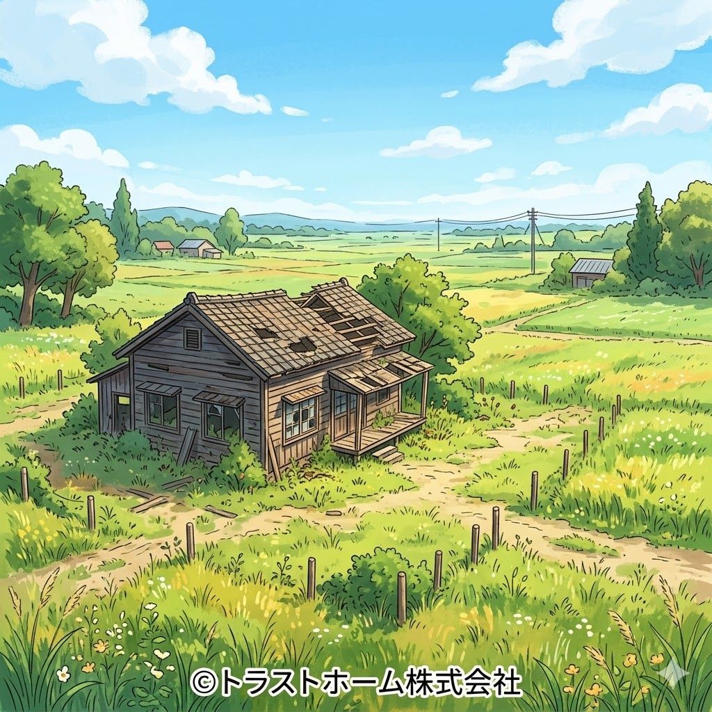 古い木造住宅の外観と土地の様子