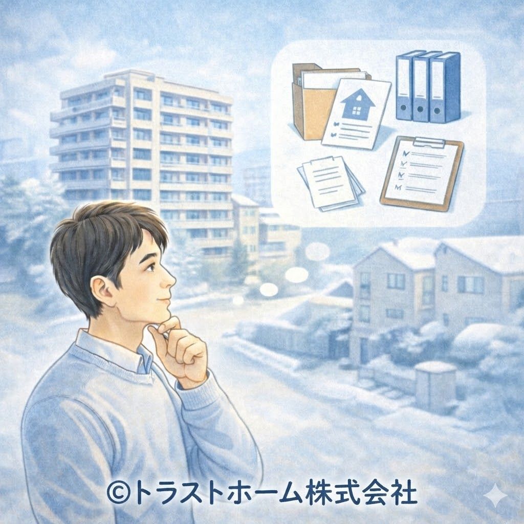札幌の中古マンションで管理組合の状態を気にしながら売却を検討している様子のイメージ