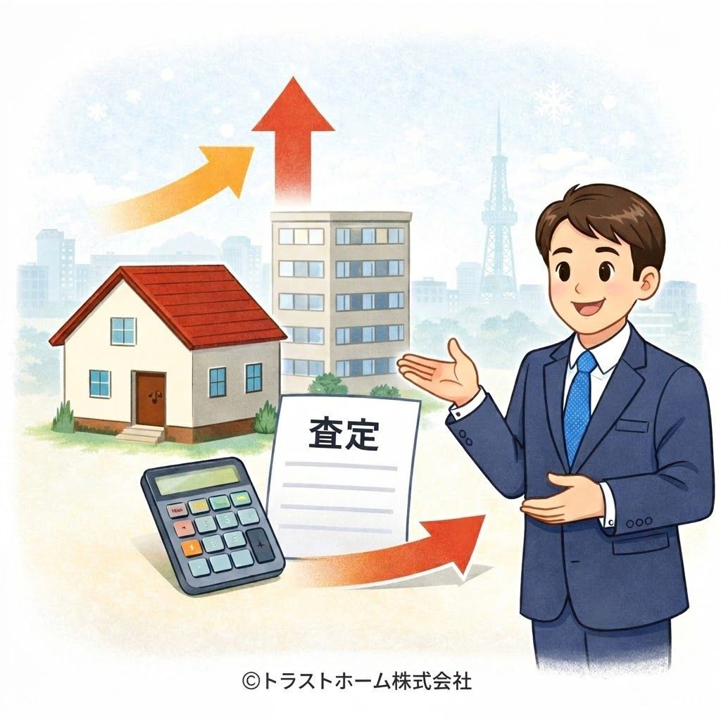 札幌不動産の査定価格が決まる仕組みを示したイラスト