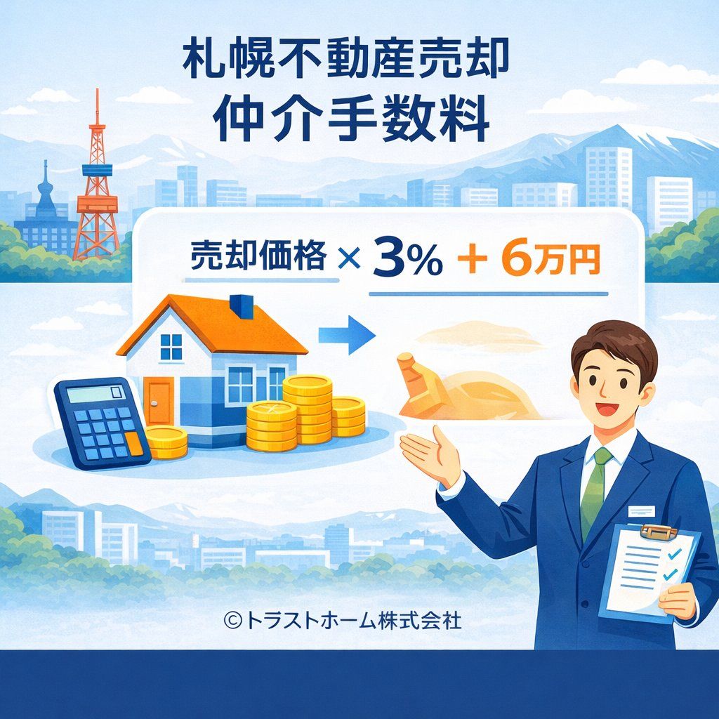 札幌の不動産売却における仲介手数料の計算イメージ
