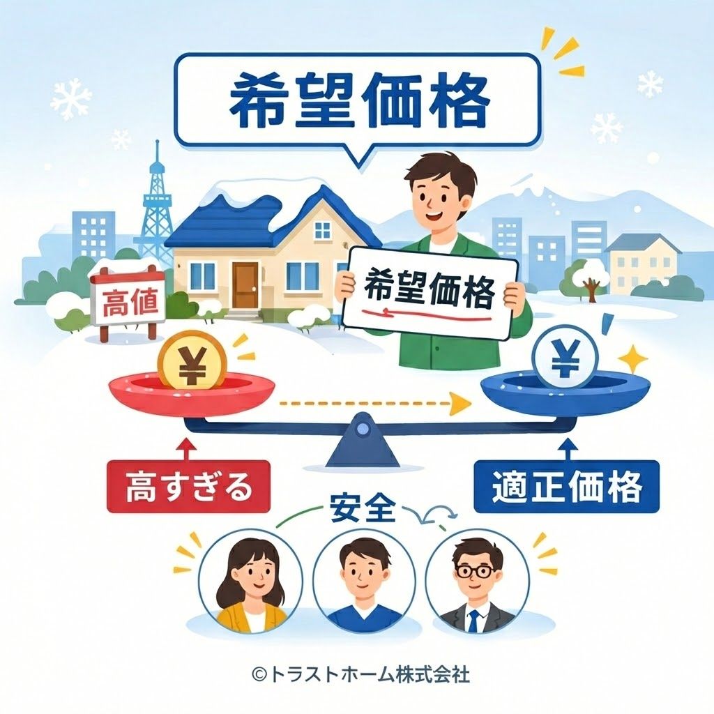 札幌の売出価格と売主希望価格の関係を示す図