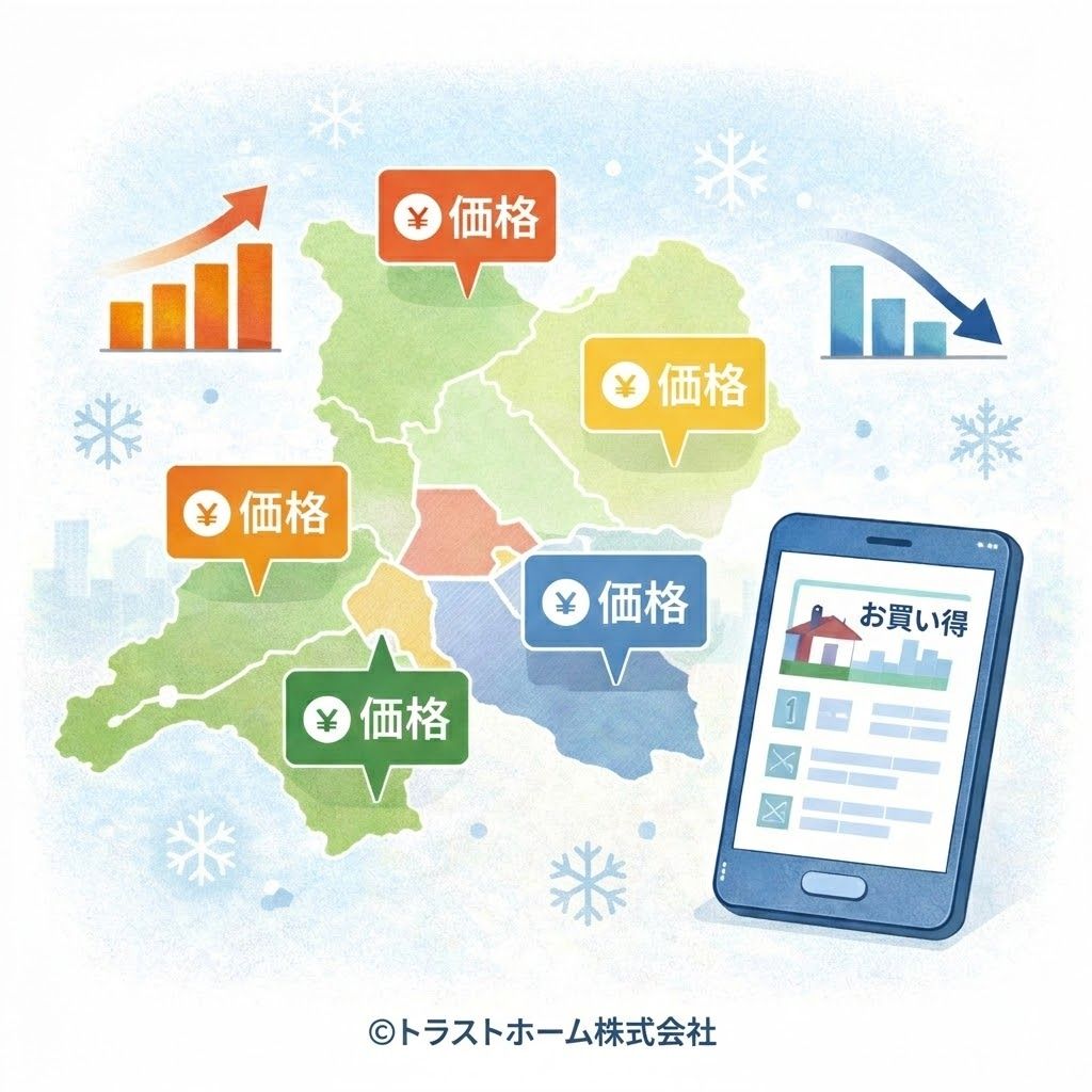 札幌市内の不動産相場を調べる方法のイラスト