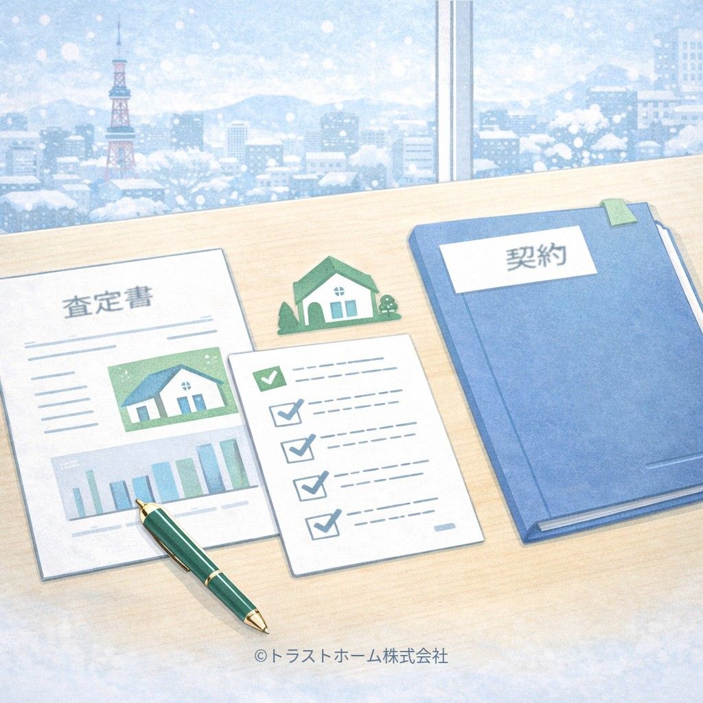札幌の不動産査定書と売却手続き書類のイメージ