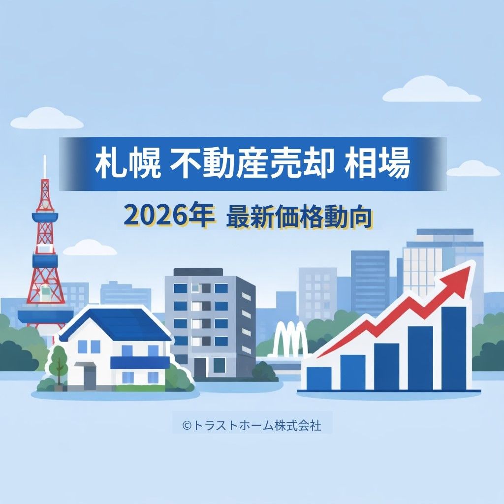 札幌の不動産売却相場と2026年最新の価格動向を解説するイラスト