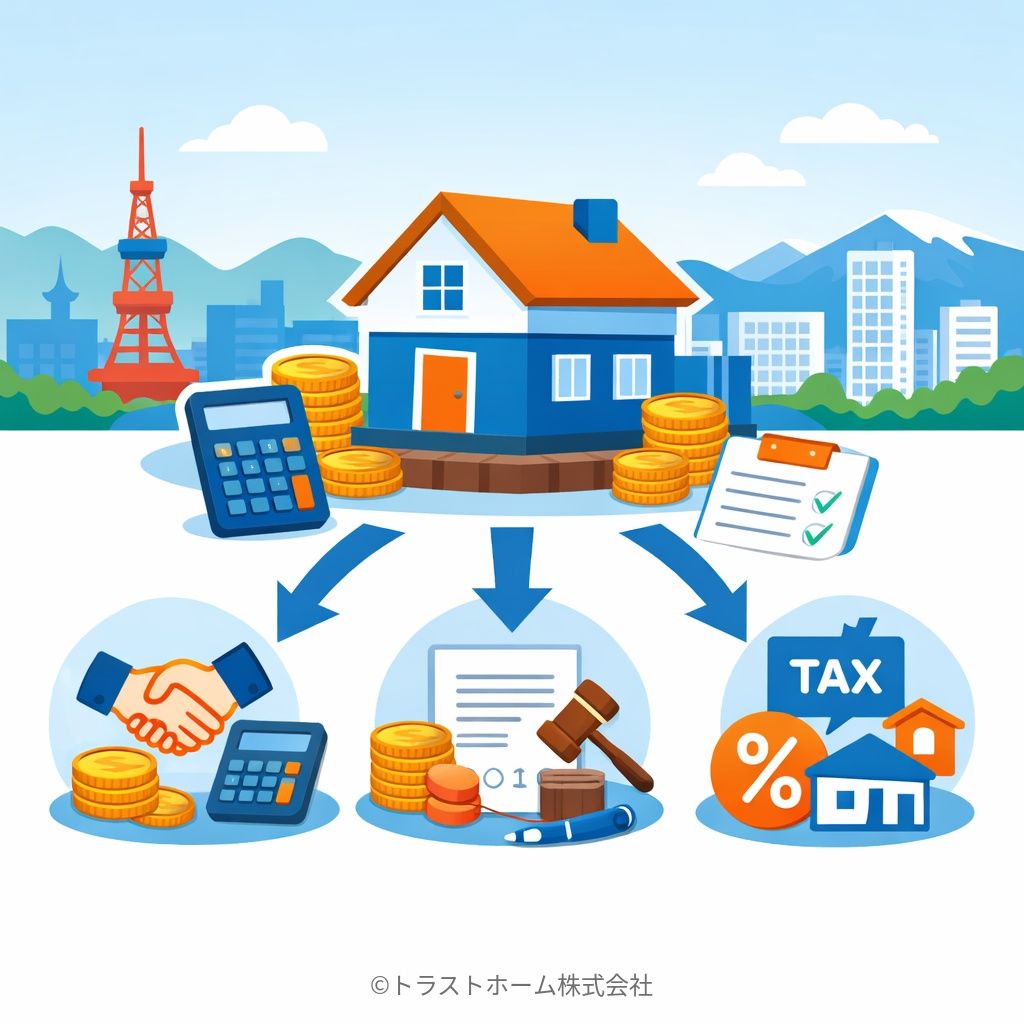 札幌の不動産売却にかかる費用の全体像を表したイメージ