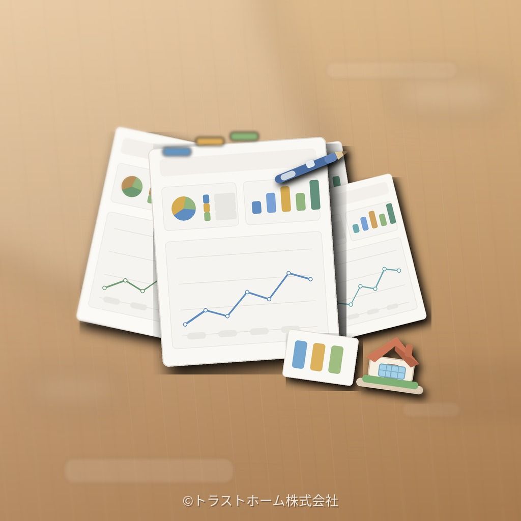 複数の不動産会社に査定を依頼するイメージ。書類や資料を並べて比較している様子