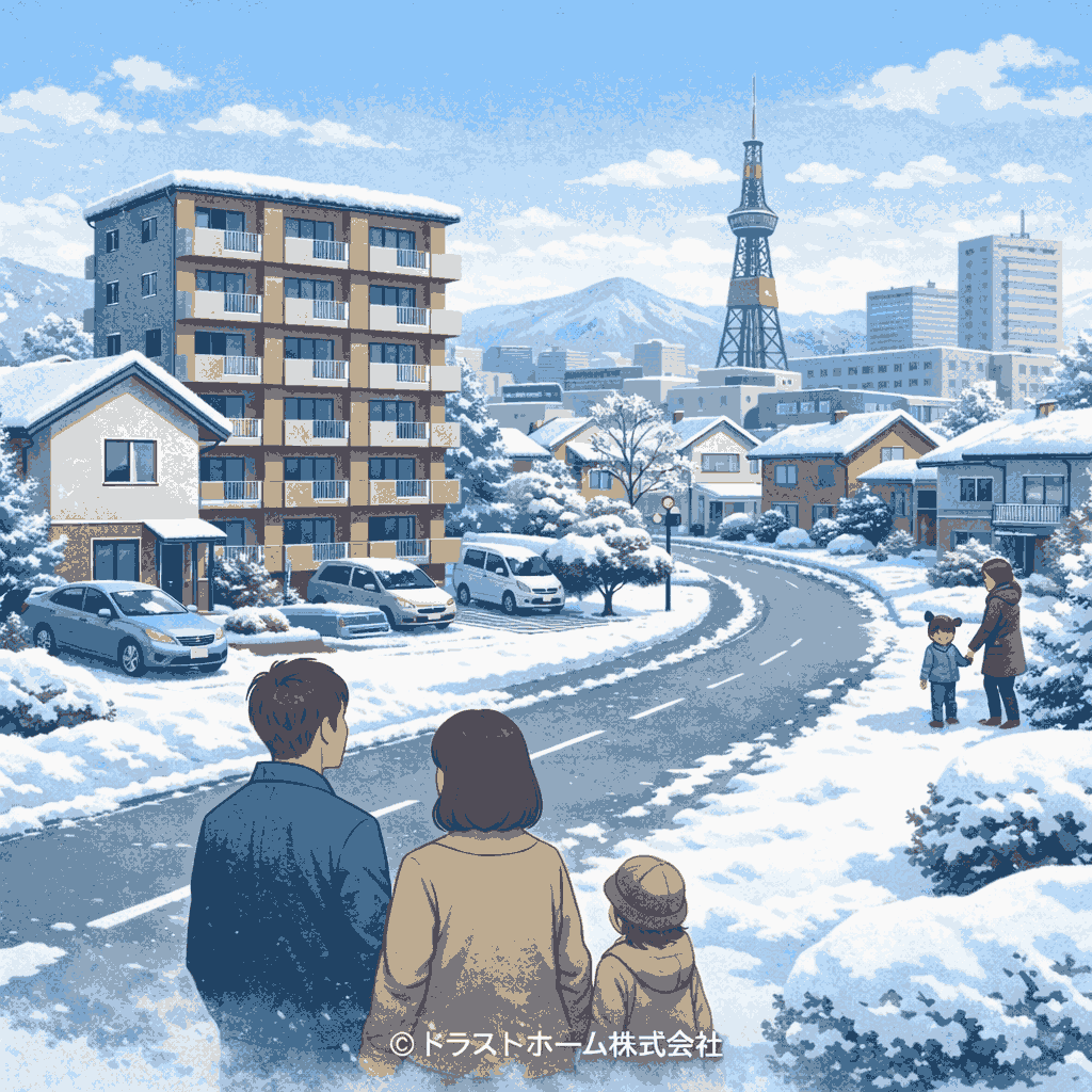 札幌の中古マンション市場が実需中心で地域特性の影響を受けやすいことを表したイメージ