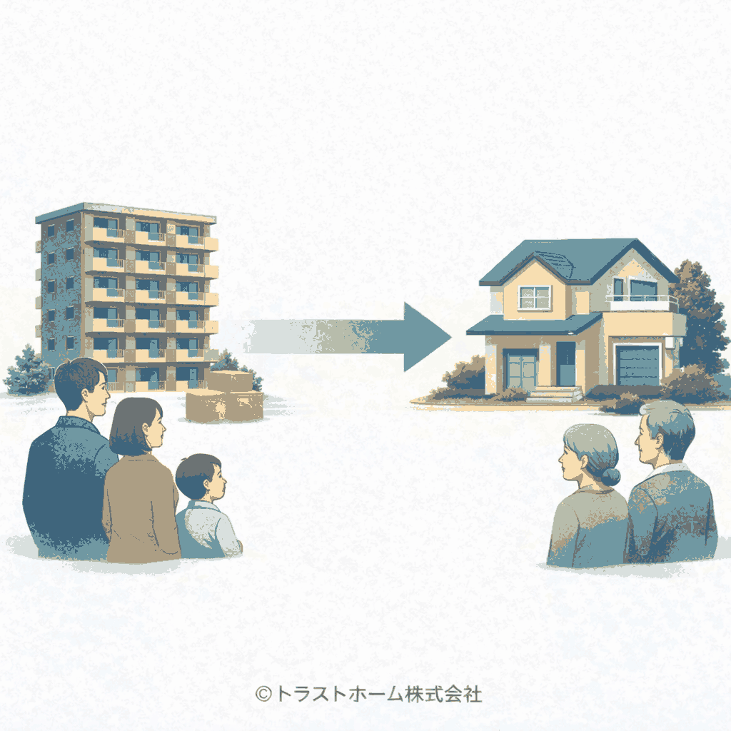 住み替えや相続などのライフイベントをきっかけにマンション売却を考える場面のイメージ