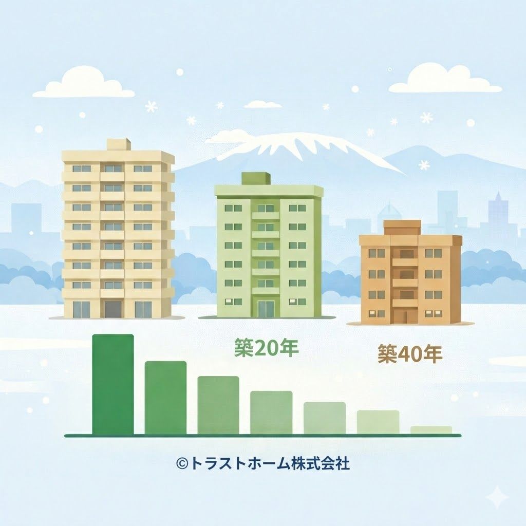 築年数による中古マンション価格差のイメージ