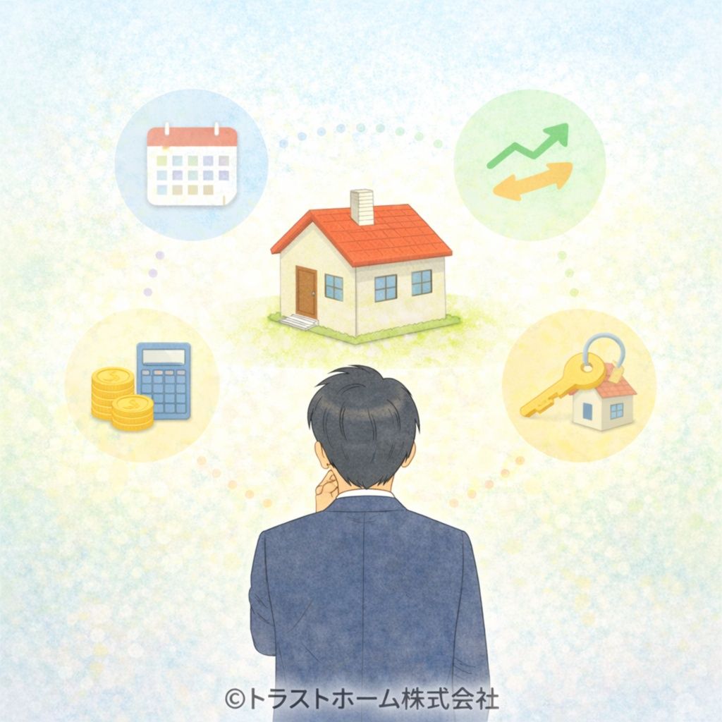 転勤時の不動産売却ポイントを整理したイメージ図