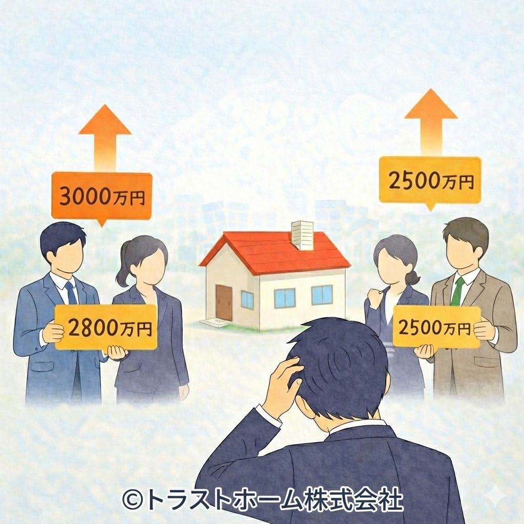 札幌で複数社の査定額が異なる様子を比較しているイメージ